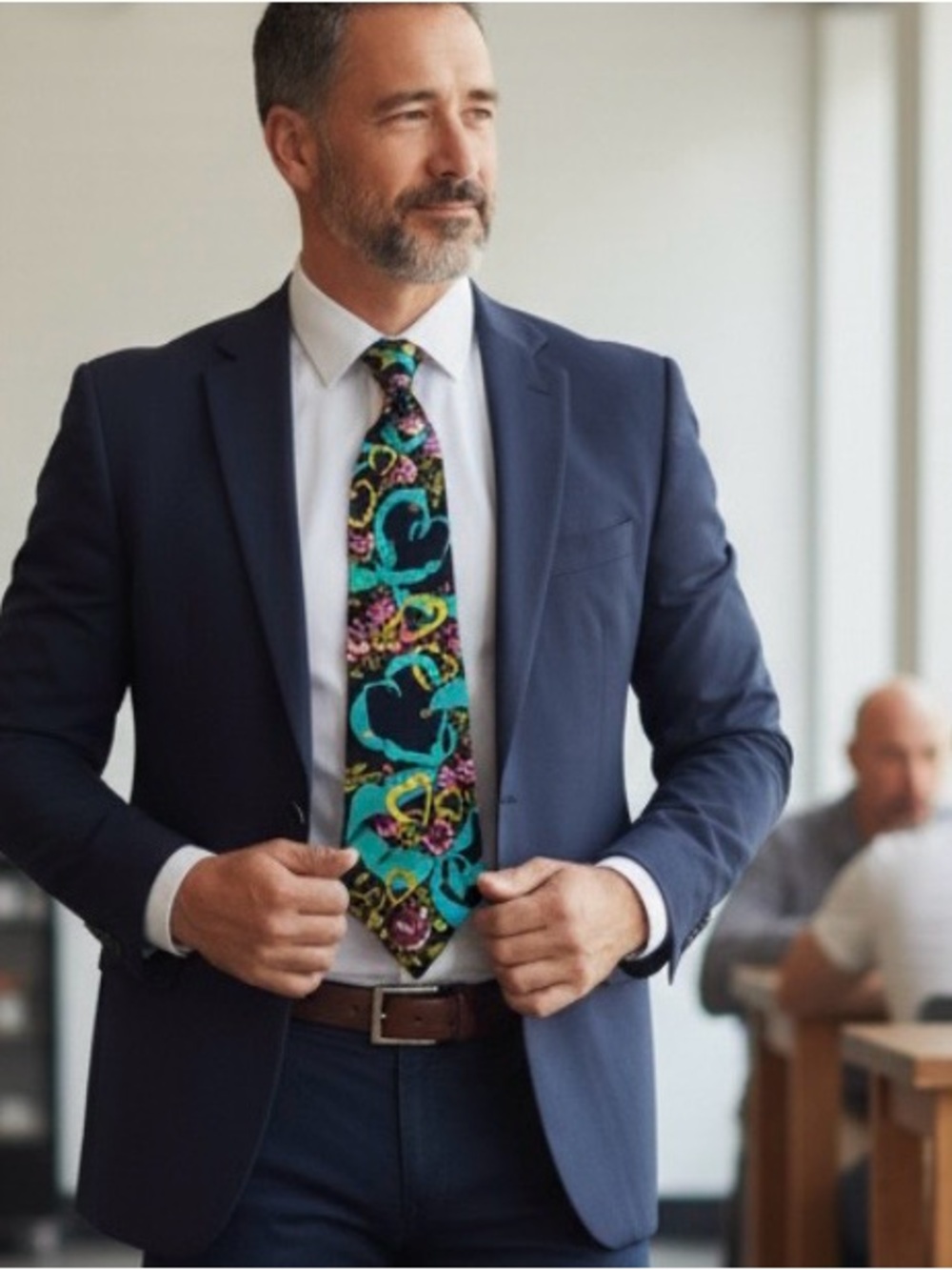 The Beatles All You Need Is Love Multicolor Floral Necktie